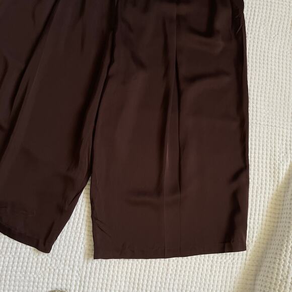 NWT Vince Brown Satin Pleat Front Wide Leg Trousers (Size 20) - Picture 7 of 12
